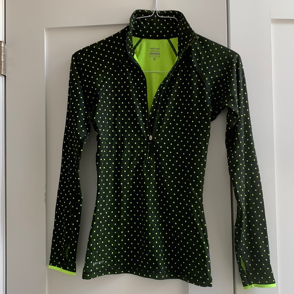 Nike yellow neon dot half zip